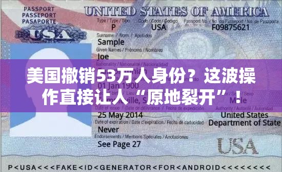 美国撤销53万人身份？这波操作直接让人“原地裂开”！